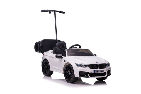 TPFLiving Elektro-Kinderauto BMW M5 weiss - Kinderauto - Elektroauto - Ledersitz und Sicherheitsgurt