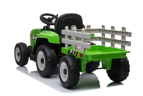 TPFLiving Elektro-Kinderauto Traktor mit Anhänger grün - Kinderauto - Elektroauto - Sicherheitsgurt