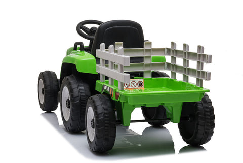 TPFLiving Elektro-Kinderauto Traktor mit Anhänger grün - Kinderauto - Elektroauto - Sicherheitsgurt
