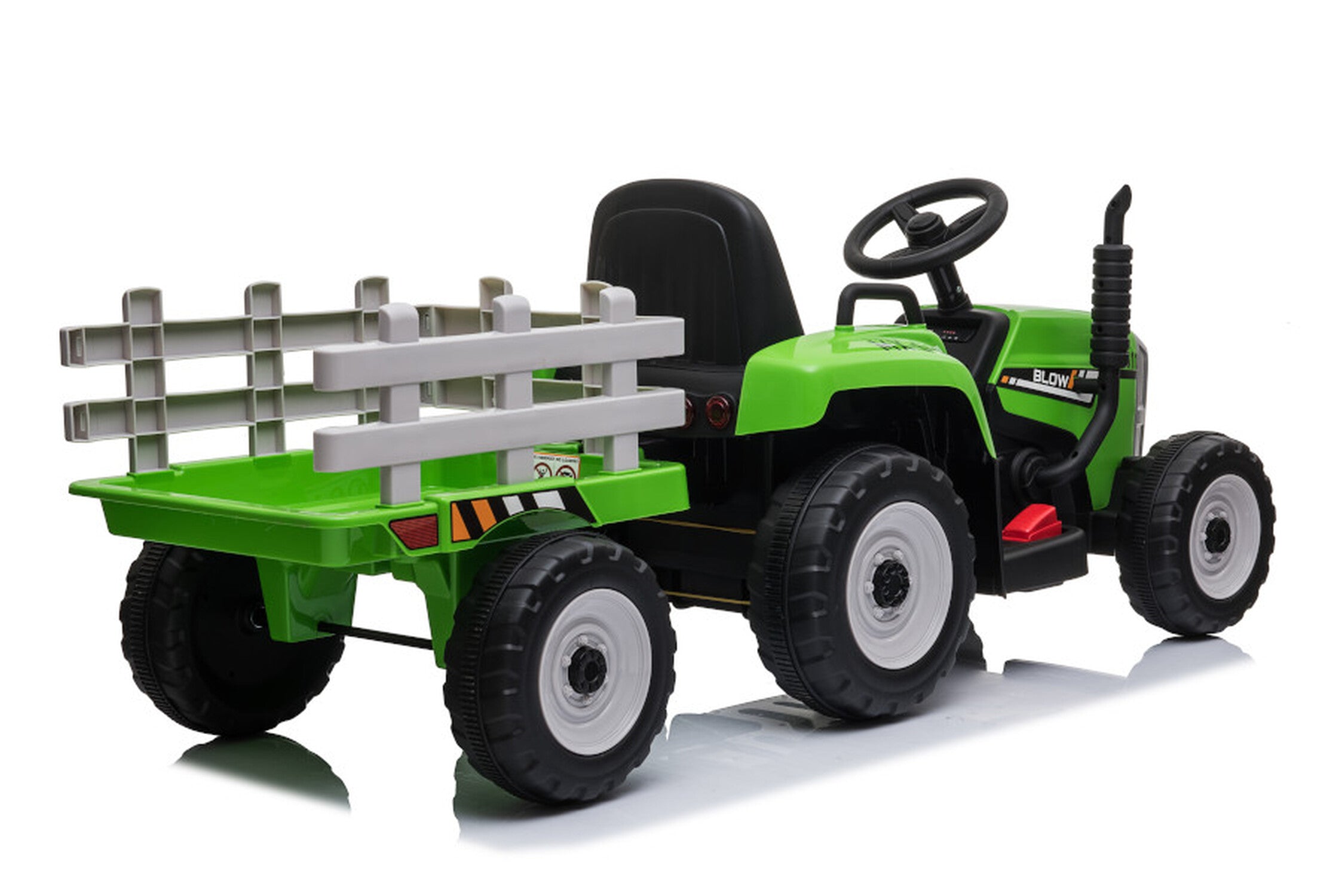 TPFLiving Elektro-Kinderauto Traktor mit Anhänger grün - Kinderauto - Elektroauto - Sicherheitsgurt
