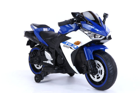 TPFLiving Elektro-Kindermotorrad Motorrad 888 blau - Kindermotorrad - Elektromotorrad - Stützräder