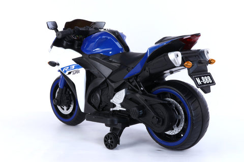 TPFLiving Elektro-Kindermotorrad Motorrad 888 blau - Kindermotorrad - Elektromotorrad - Stützräder