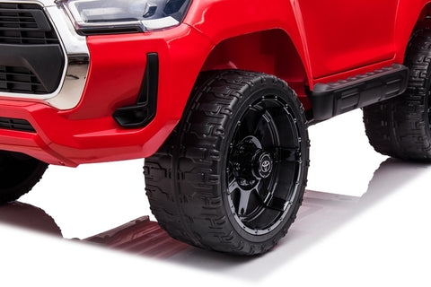 TPFLiving Elektro-Kinderauto Toyota Hilux rot - Kinderauto - Elektroauto - Ledersitz und Sicherheitsgurt